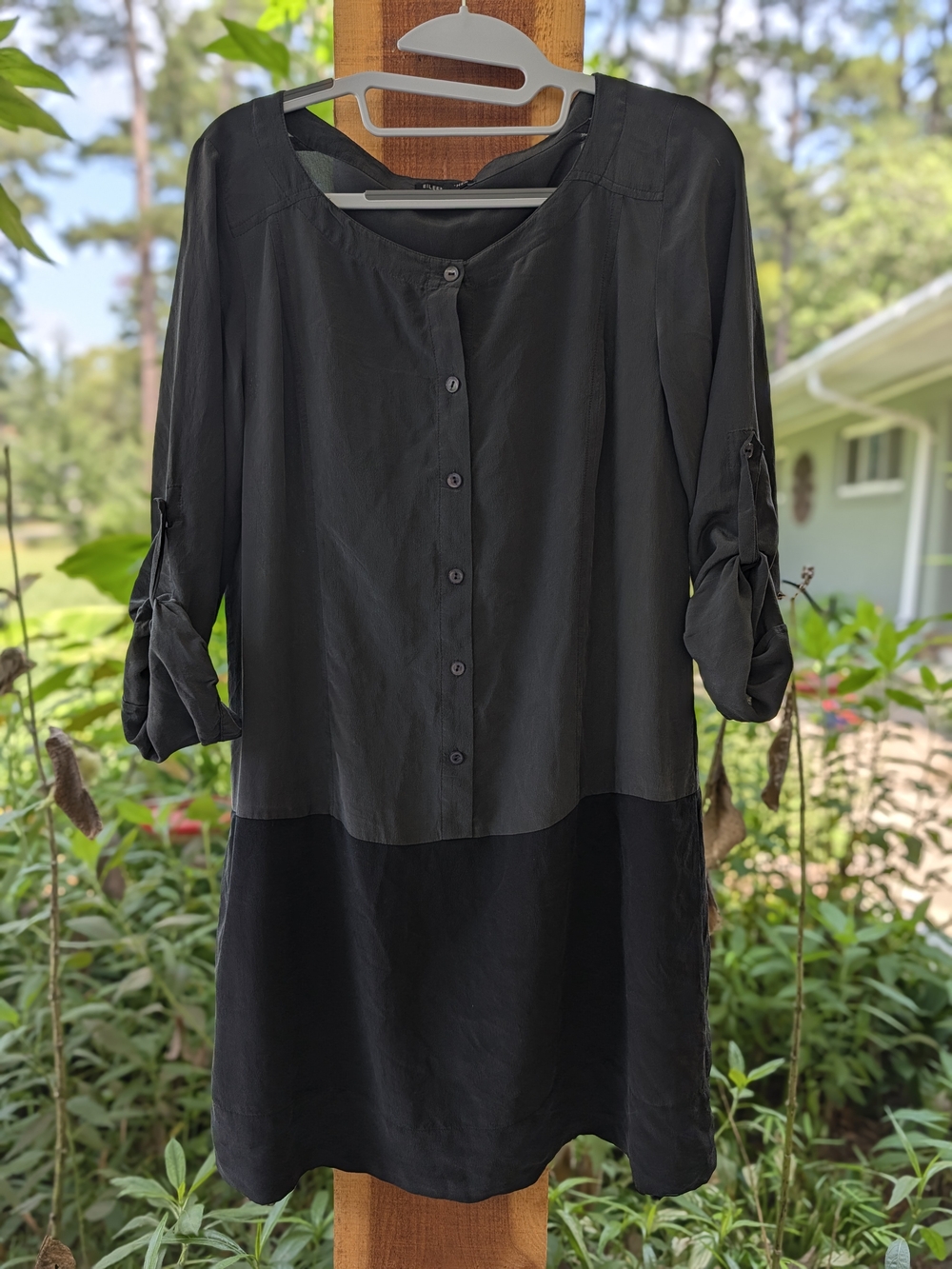 Eileen Fisher Black Women's Button-Front Tunic Dress
